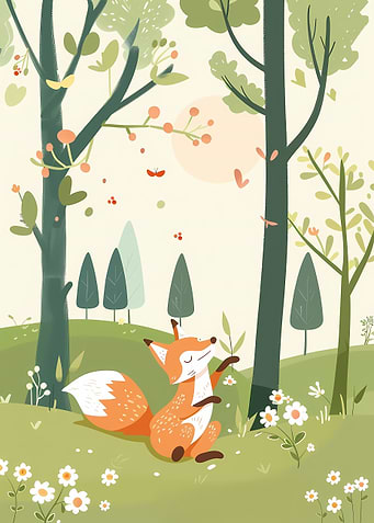 Happy Fox Minimal Art
