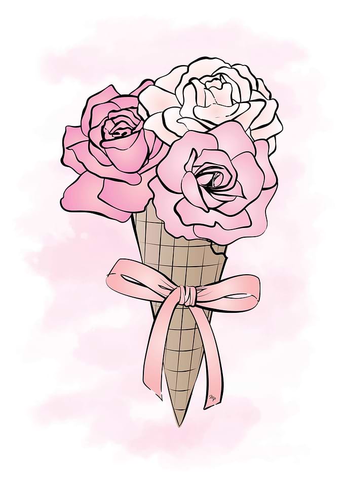 Pink Roses Cone