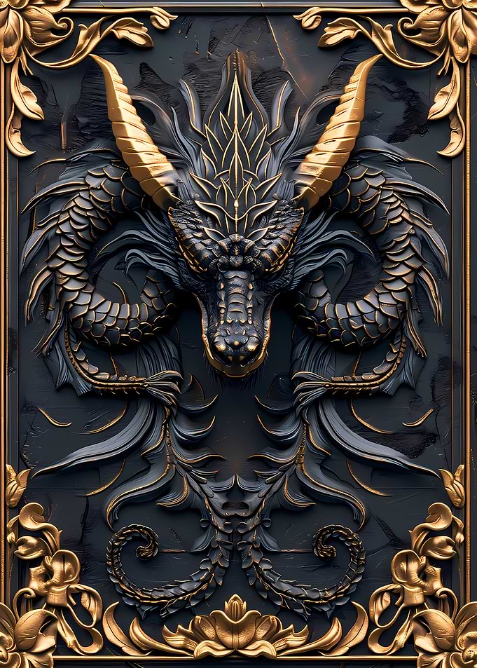 Elegant Golden Dragon Art