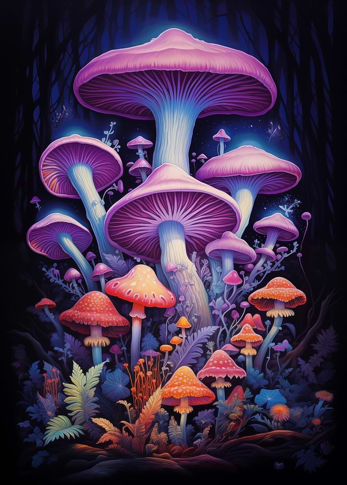 Mushrooms in Purple