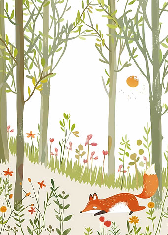 Happy Fox Minimalist Art
