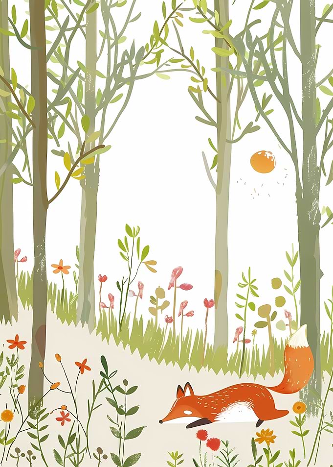Happy Fox Minimalist Art