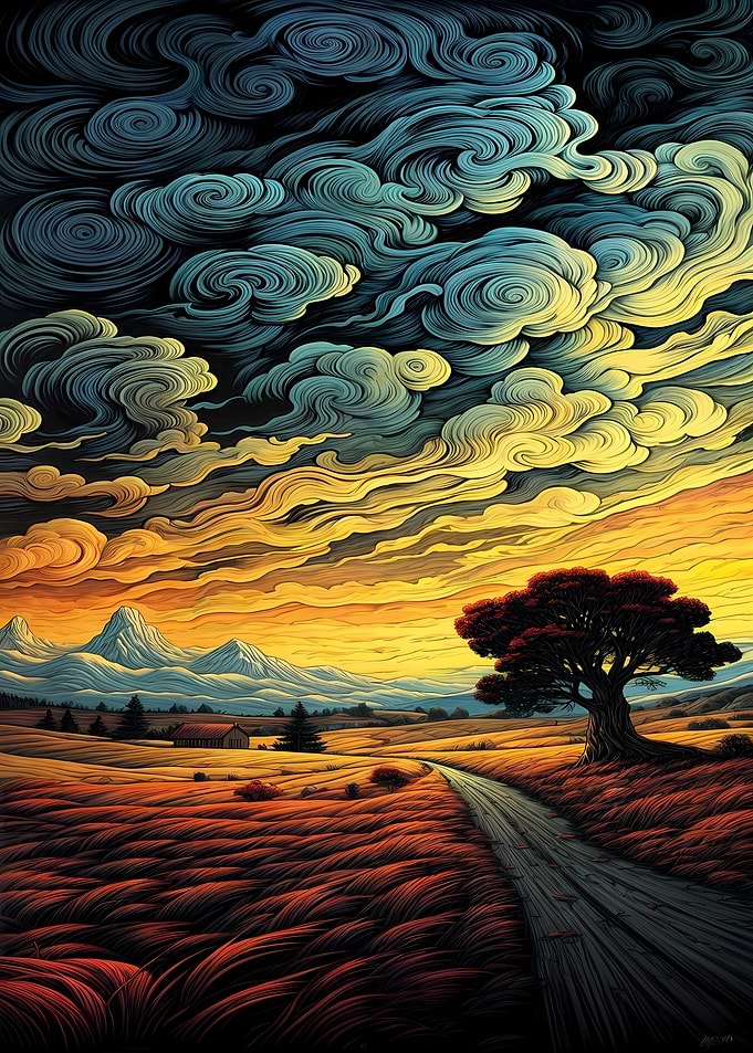 fantasial night landscape