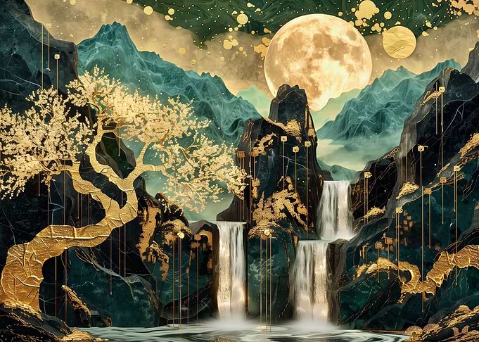 Abstract Golden Bonsai