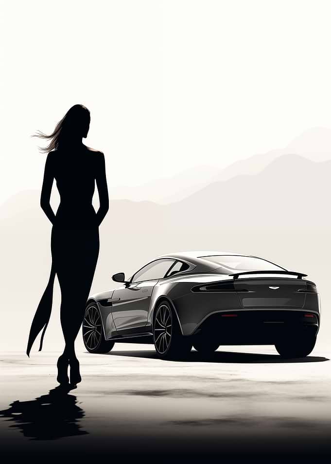 Girl and Aston Martin car