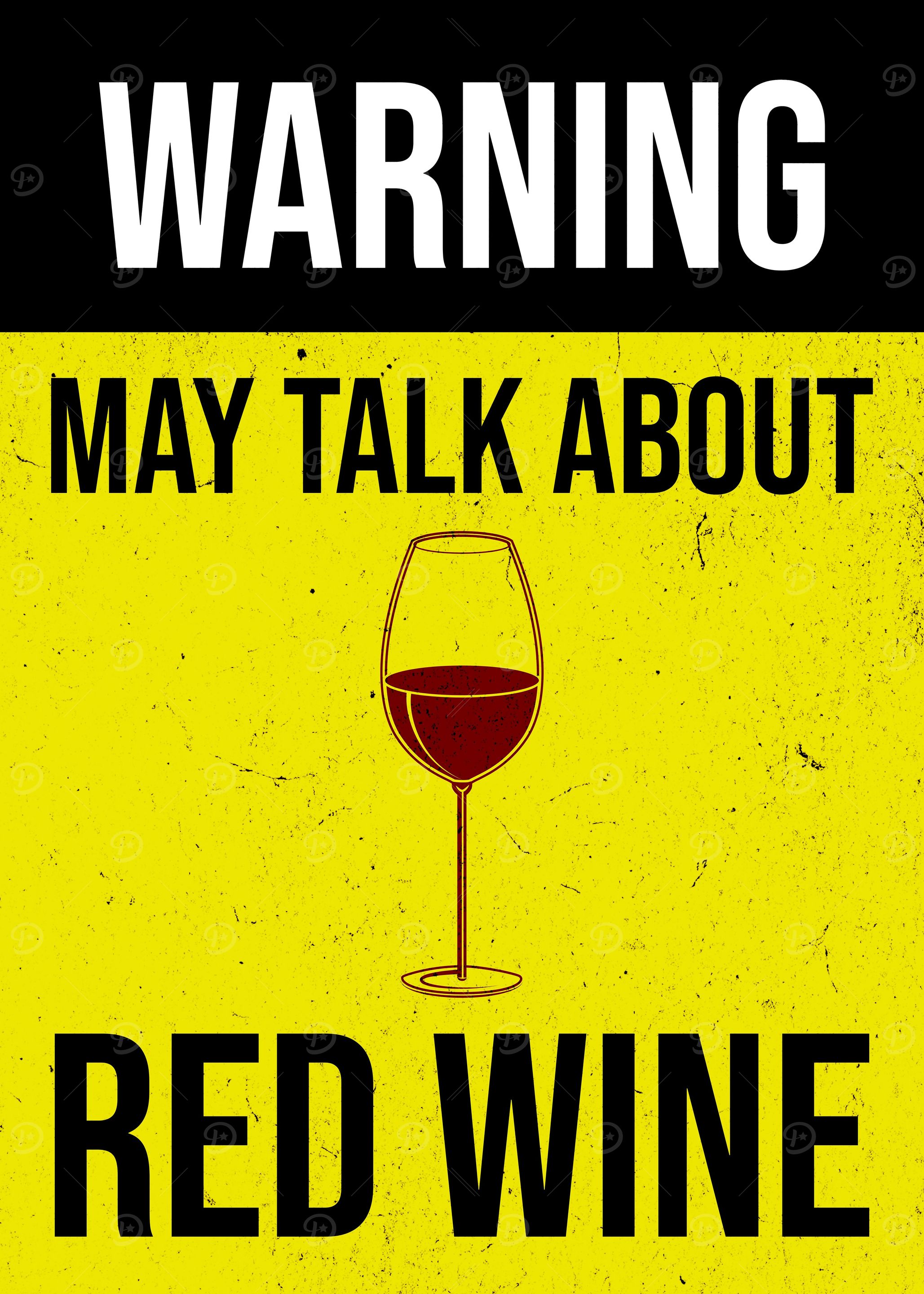 WARNING RED WINE GLASS