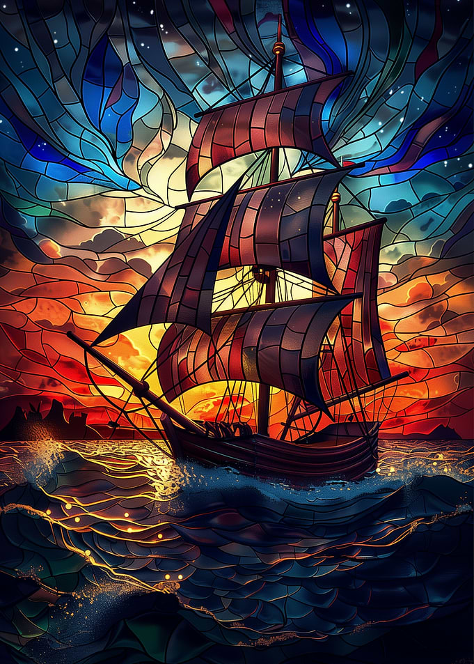 Stained Glass Pirate Ship