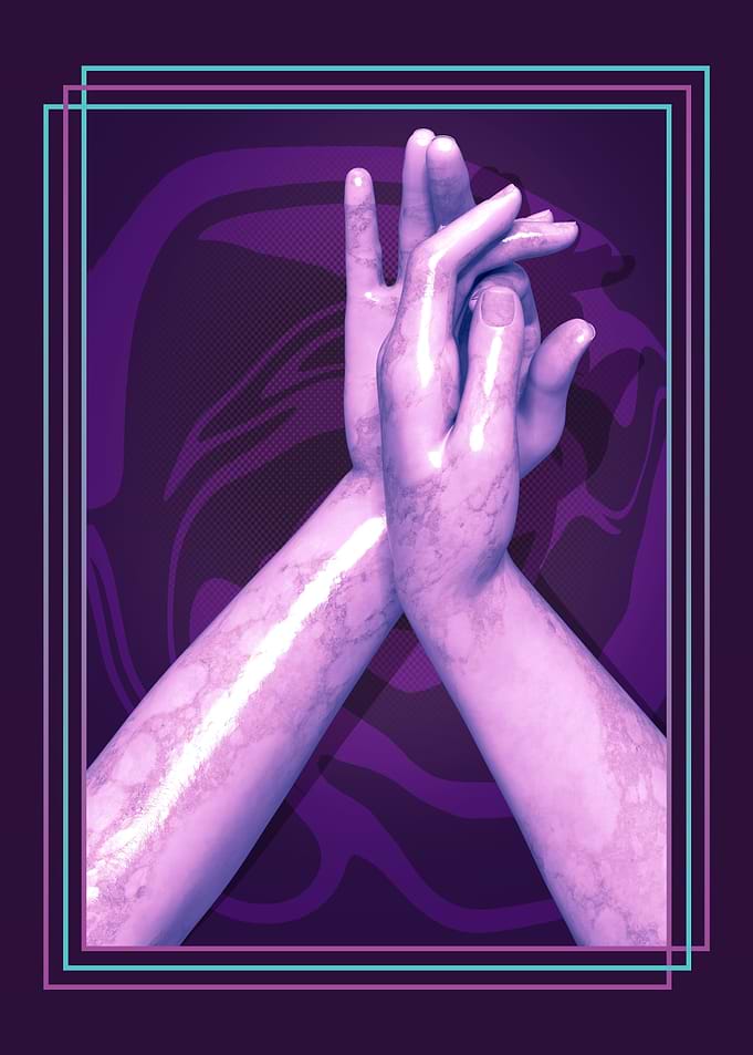 Marble hands pink neon