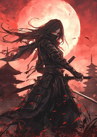 Crimson Moon samurai Girl