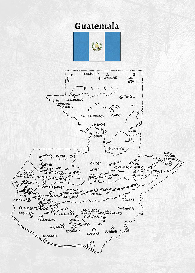 Handdrawn Guatemala Map