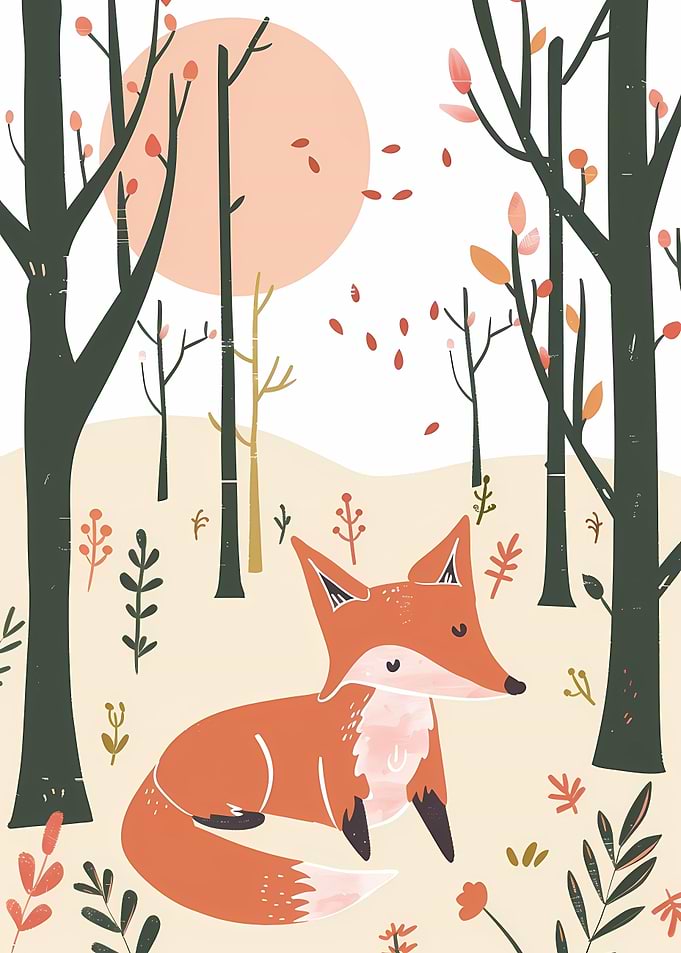 Playful Fox Minimalist Art