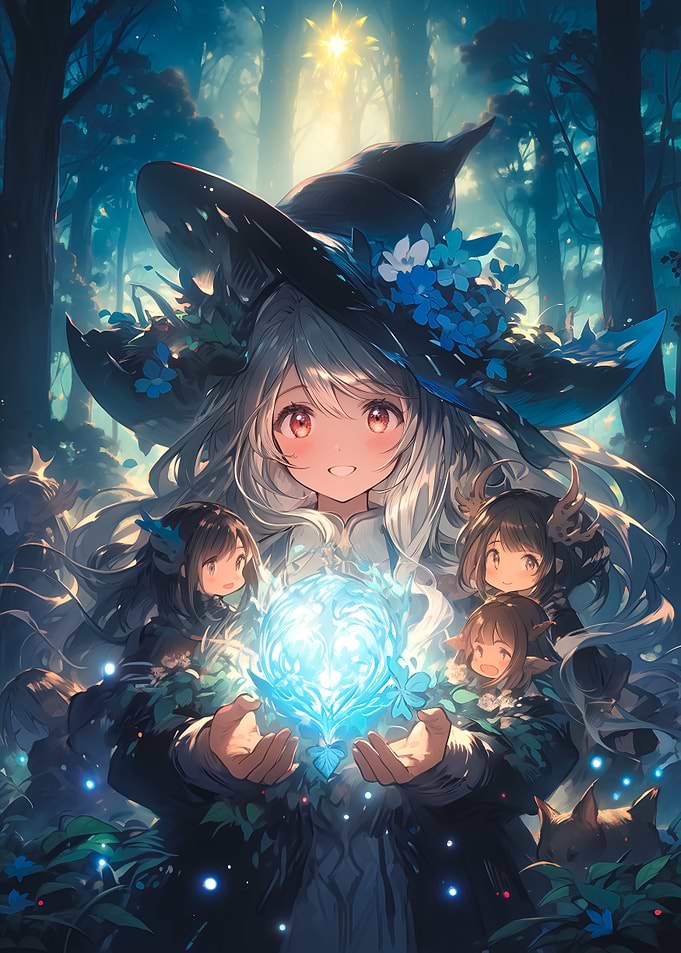 Anime Witch in the woods
