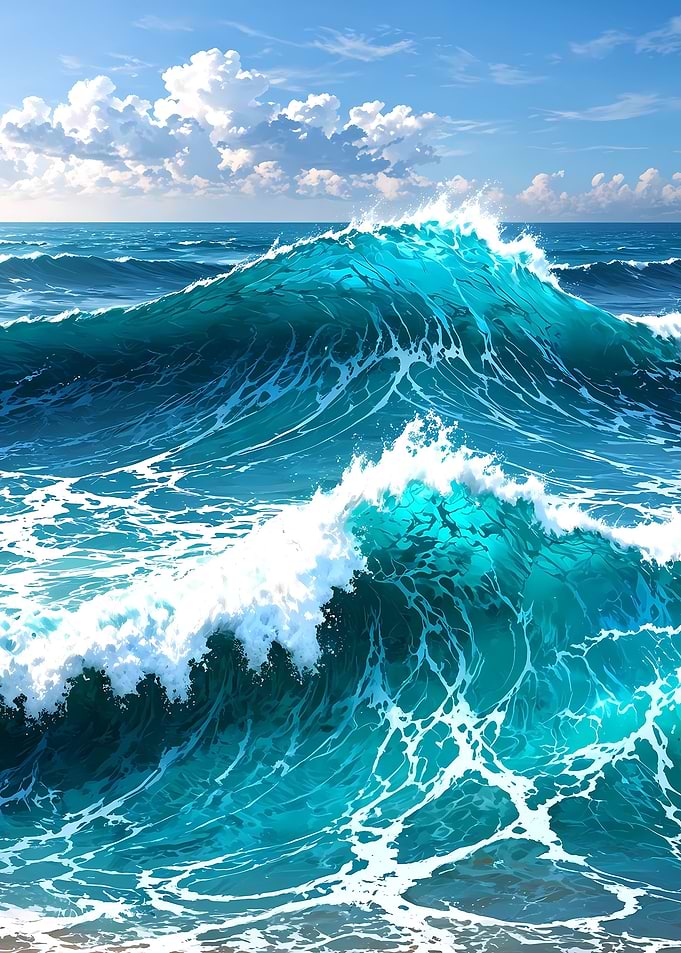 Ocean Waves and Sun