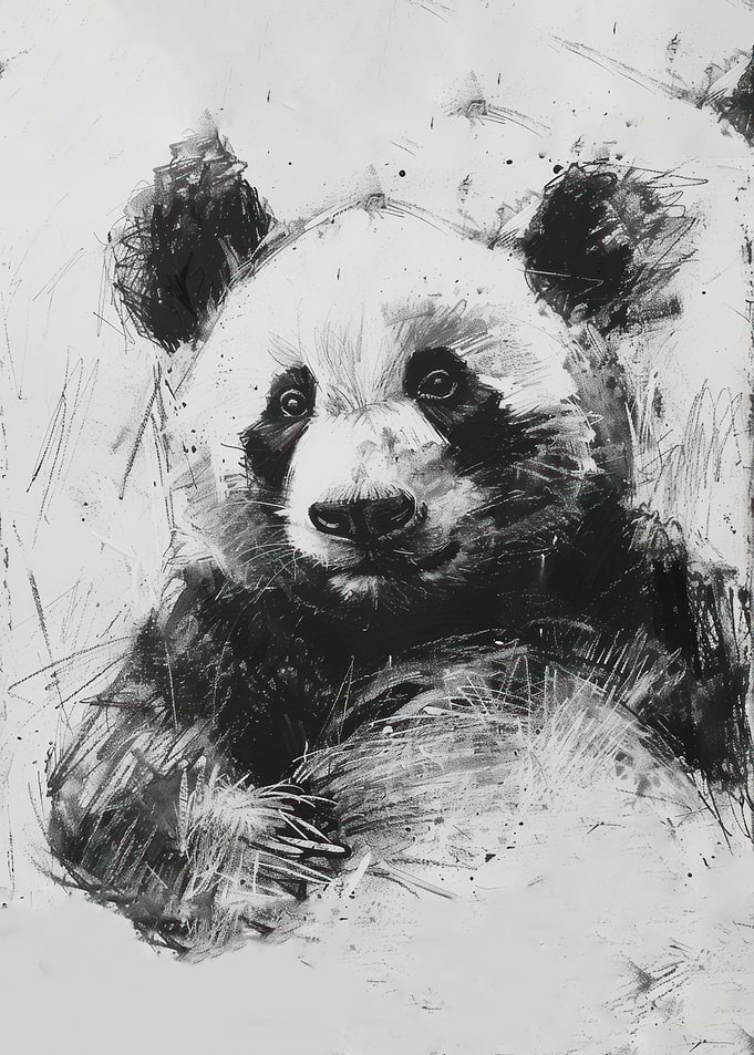 Panda In Charcoal