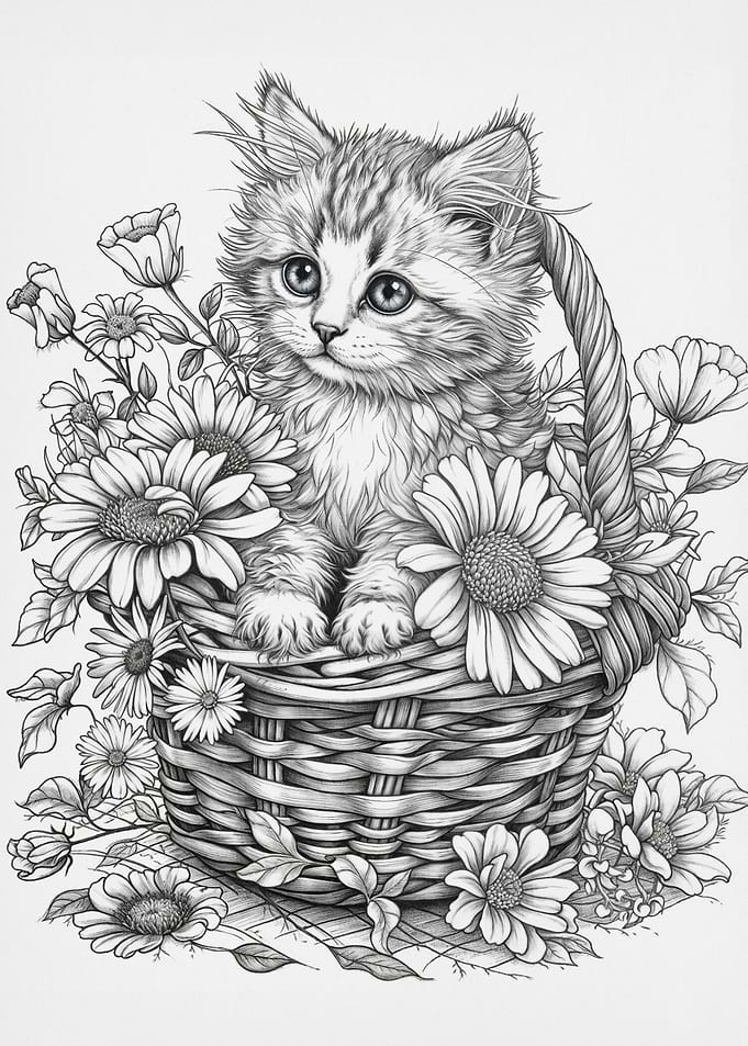 cat and flower