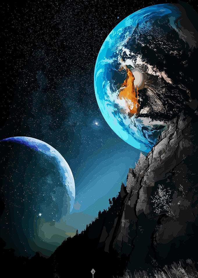 Moon And Earth
