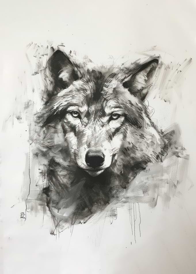 Wolf Head in Charcoal