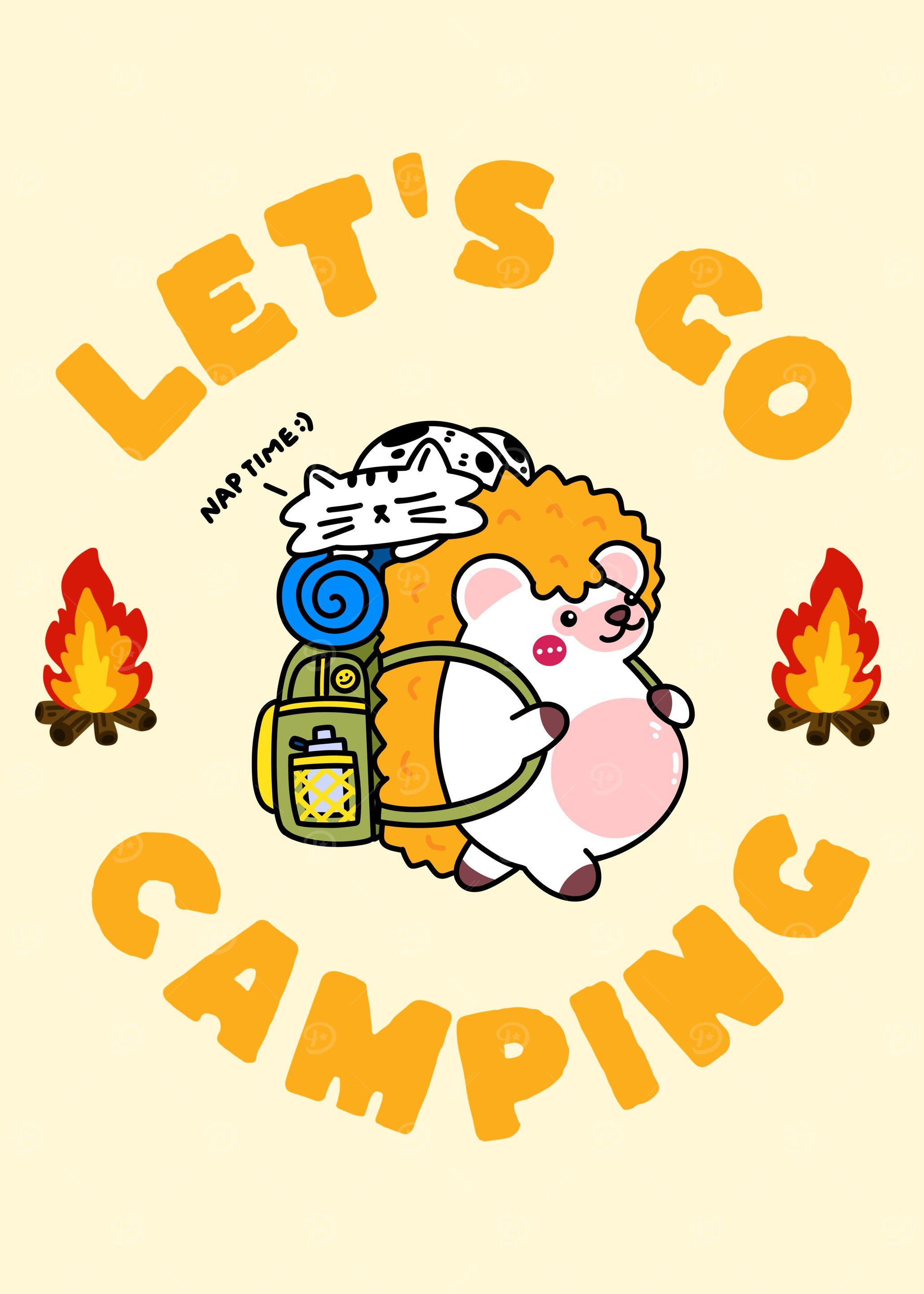Camping w Hedgehog and Cat
