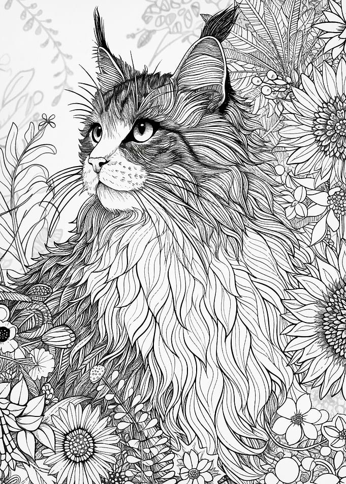 cat and flower