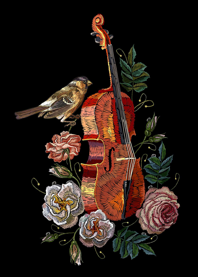 Painting Violin flower art