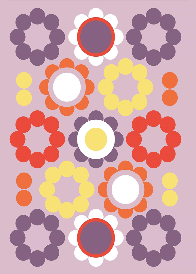 Retro purple flowers