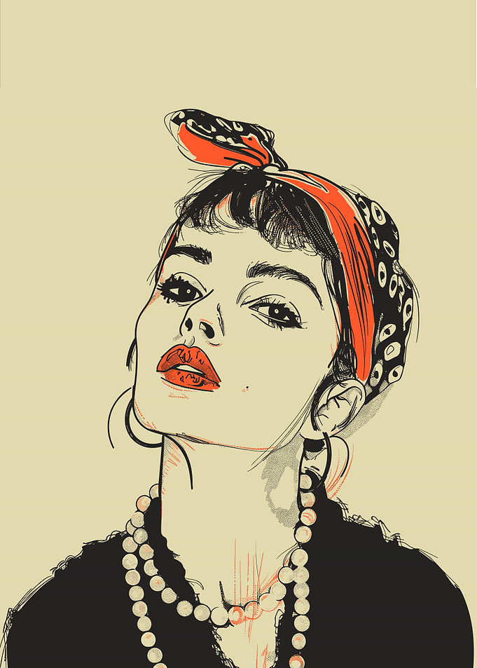 Girl with Red Lipstick Art