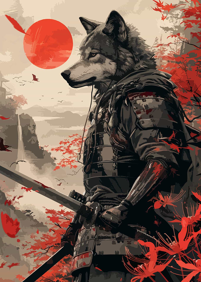 samurai wolf Calligraphy