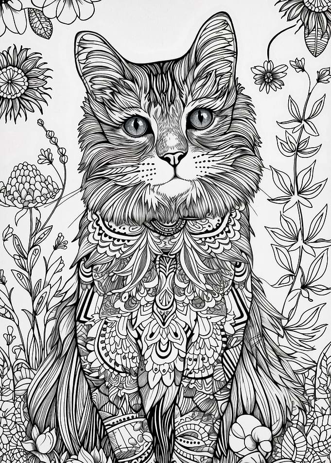 cat and flower