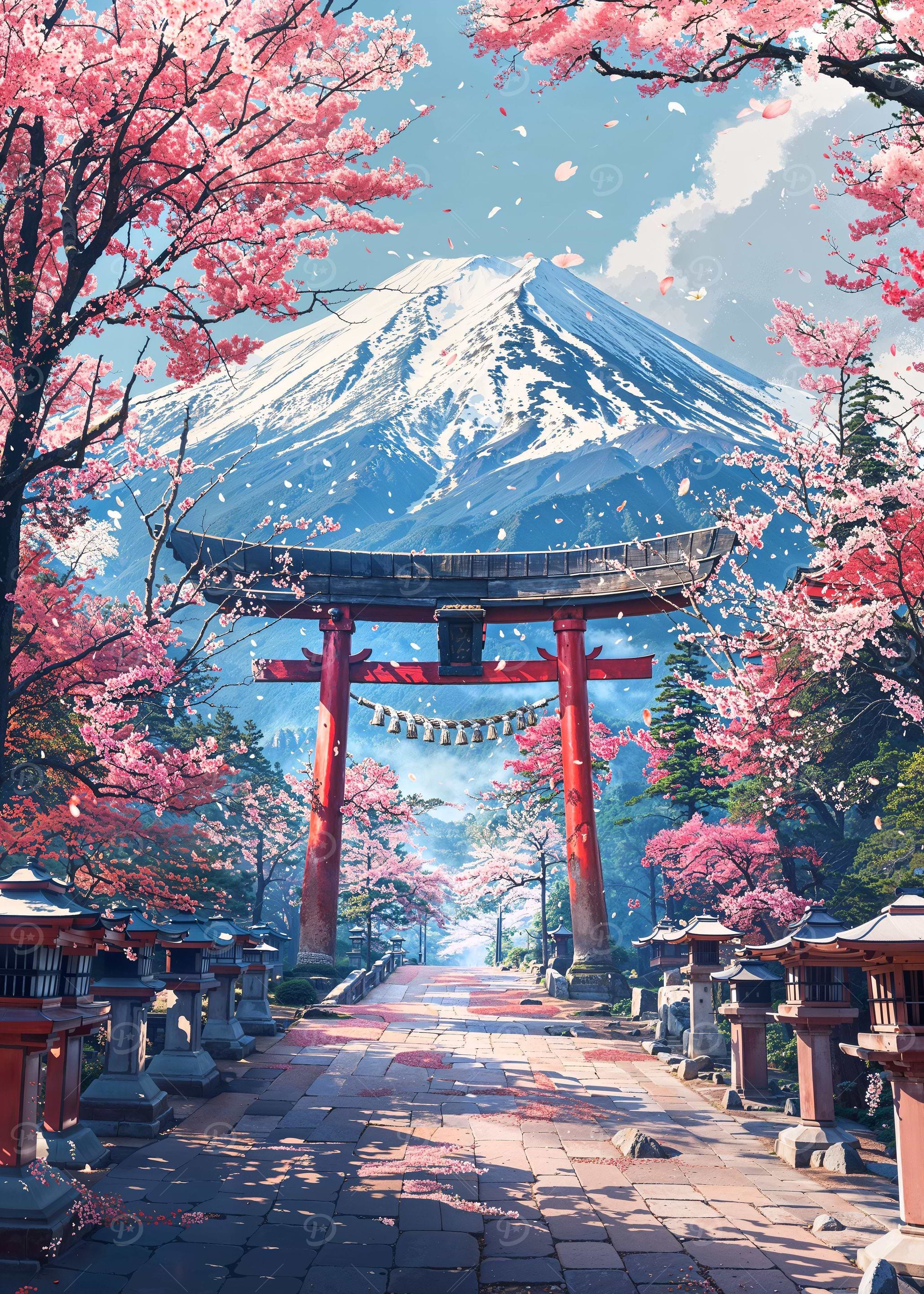 桜と富士山 DISPLATE メタリック ポスター ( #2130 ) Sakura Posters Online - Shop Unique Metal Prints, Pictures