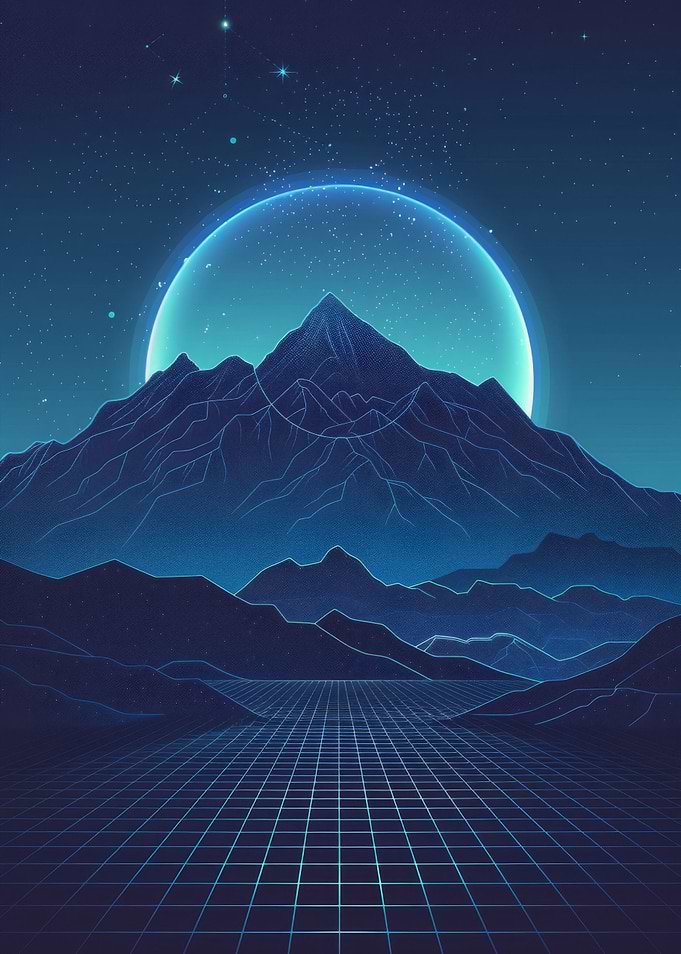 Retro Mountain Landscape