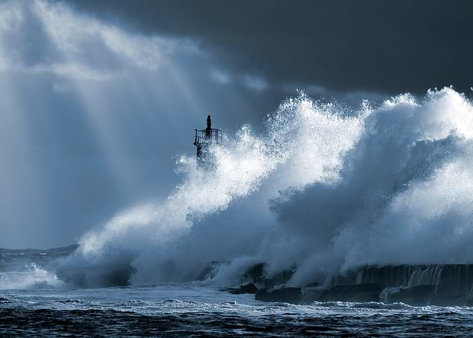 Storm Waves Over Lighthous