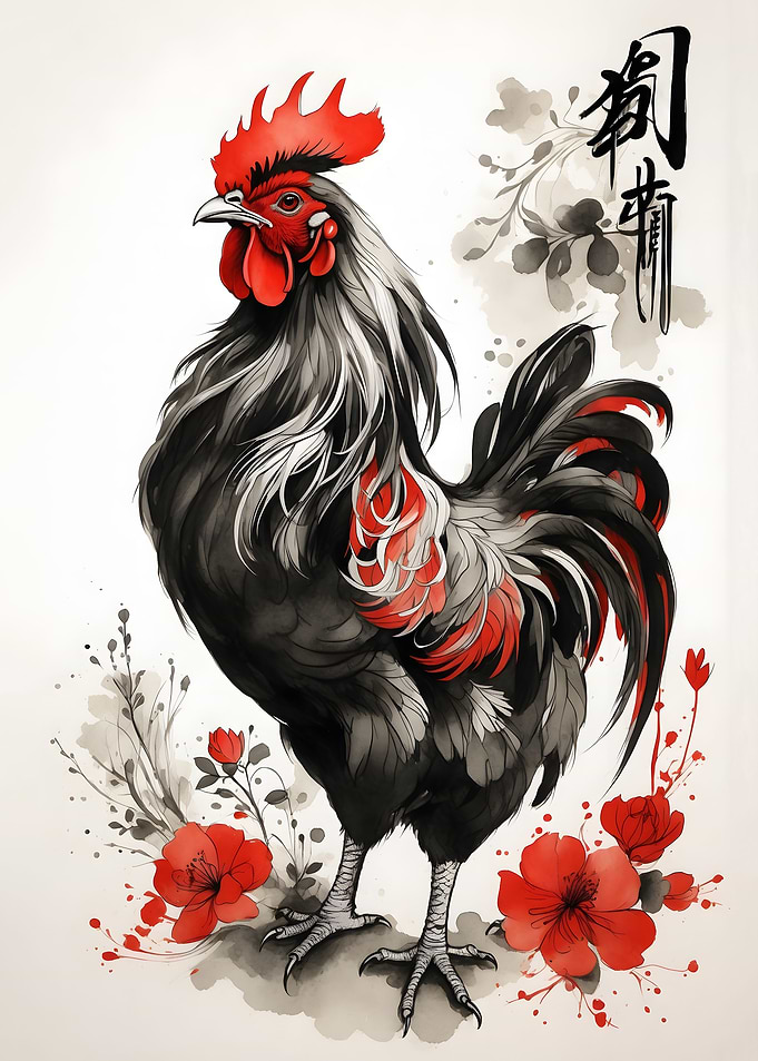 Rooster Chicken Japan Art