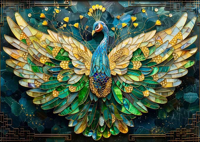 Peacock feather Kintsugi