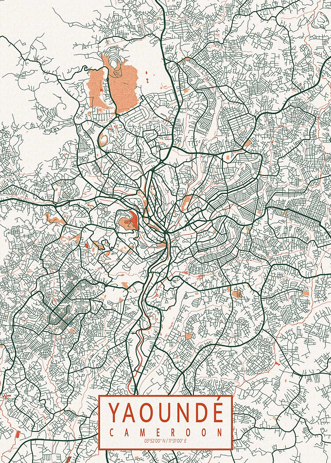 Yaounde City Map Bohemian