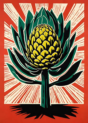 Vintage Artichoke Linocut