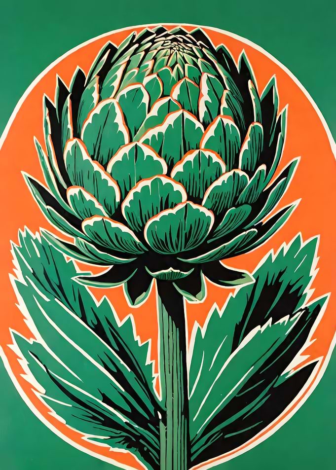 Artichoke Retro Art Print