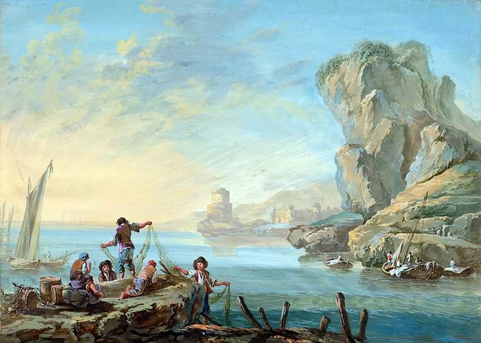 Fishermen pulling nets