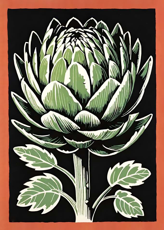 Linocut Artichoke