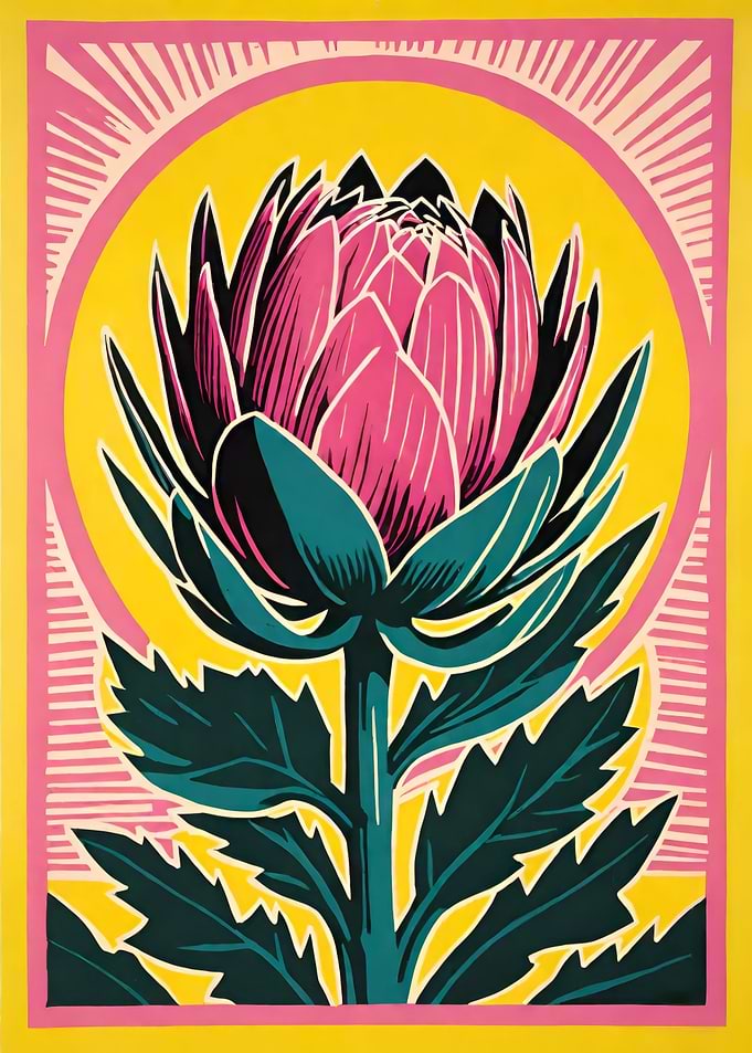 Yellow Pink Artichoke