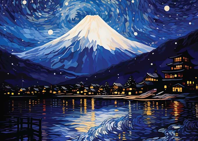 mount fuji Starry Night