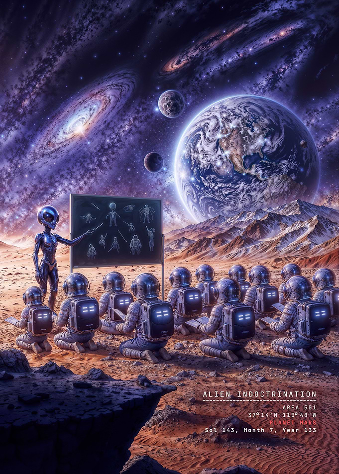 Grey Alien Teacher on Mars