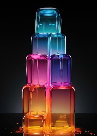 Ice tubes rainbow colors