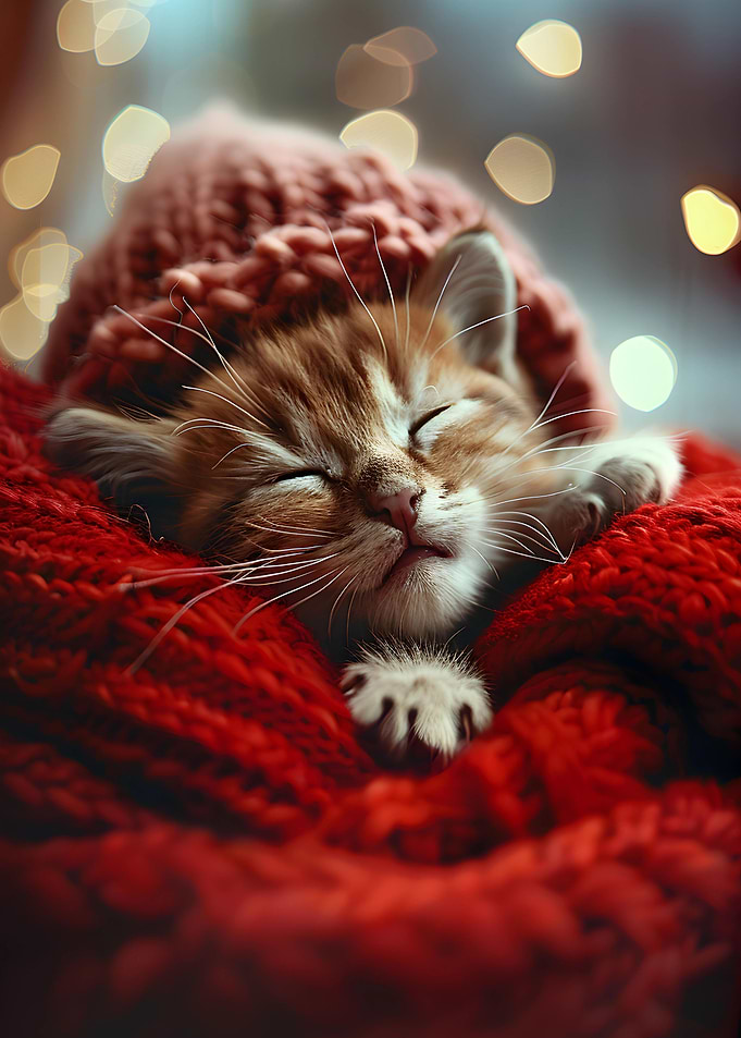 Sleeping Kitten in Winter