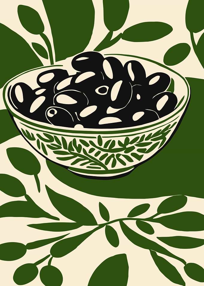 Black Olives in Bowl
