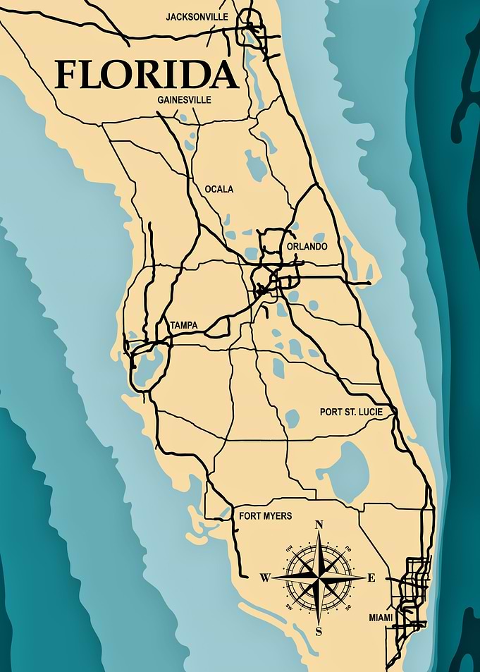Stylized map of Florida