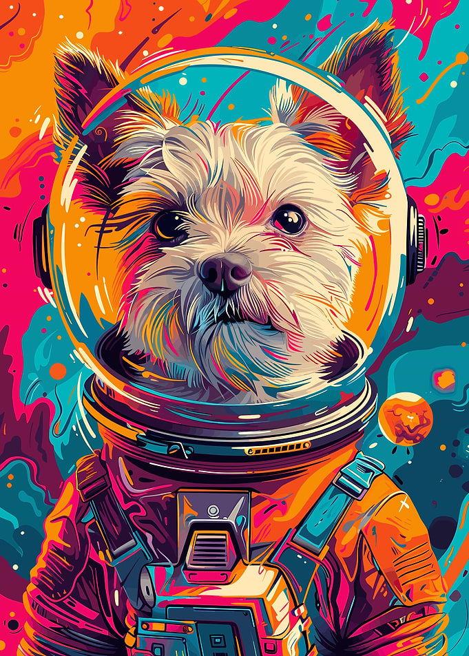Astronaut Terrier Space