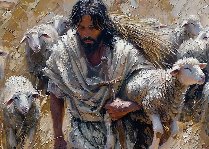 Shepherd Jesus with a Lamb