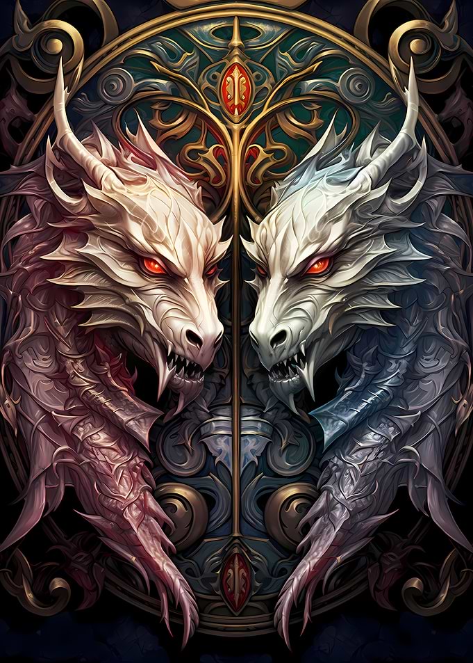 Red And Blue Dragons
