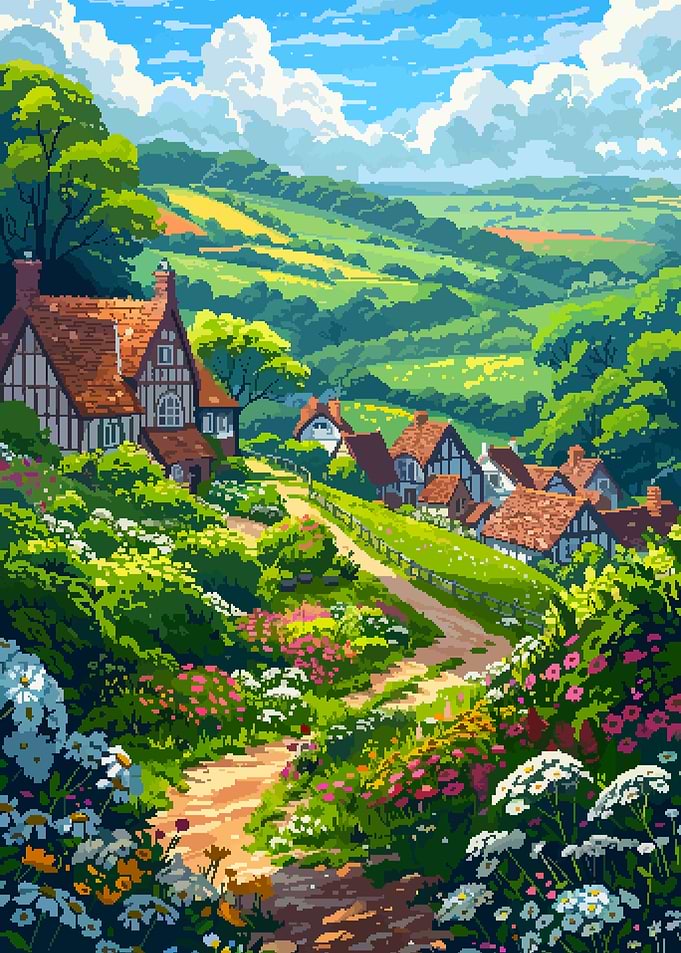 European Village Pixel Art