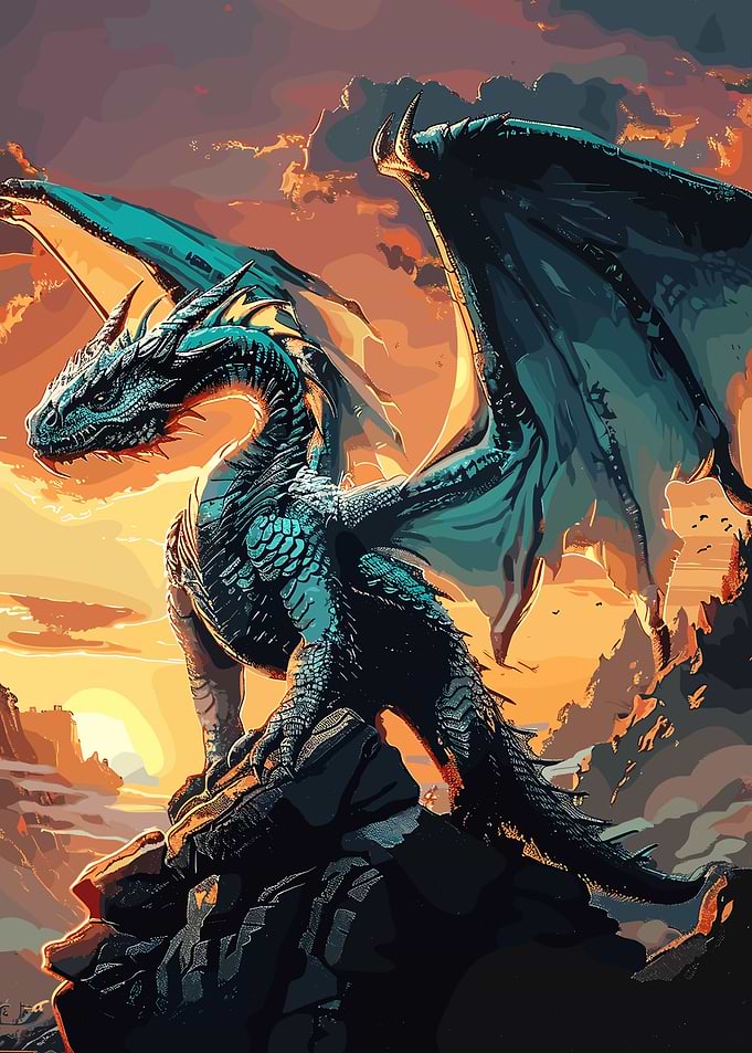 Retro Fantasy Dragon Beast